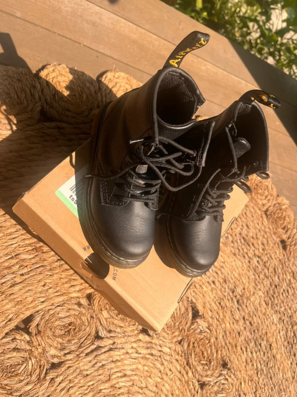Dr. Martens Toddler Black Eight Eye Leather Boots Side Zip Size US 9